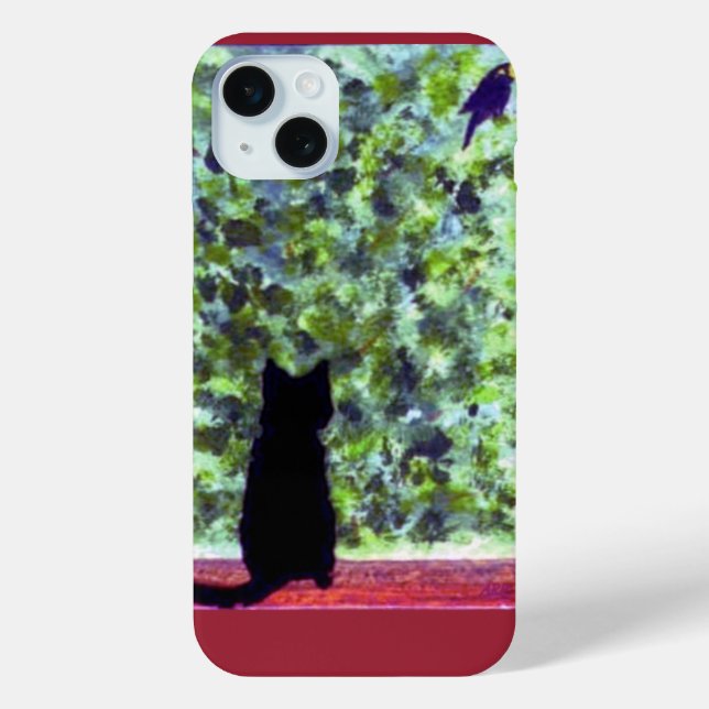 Cat Art Black Cat Bird Watching! Case-Mate iPhone Hülle (Rückseite)