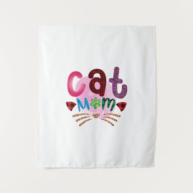 Cat Art Cat Mama_2 Wandteppich (Vorderseite)