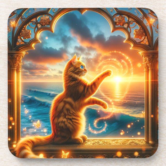 Cat Art Getränkeuntersetzer (Vorderseite)