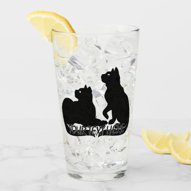 Cat Art Glasses Personalisiert Cat Lover Brillen Glas (Vorderseite Ice)
