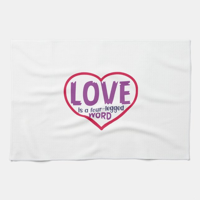 Cat Art Liebe ist ein vierbeiniges Wort Geschirrtuch (Horizontal)