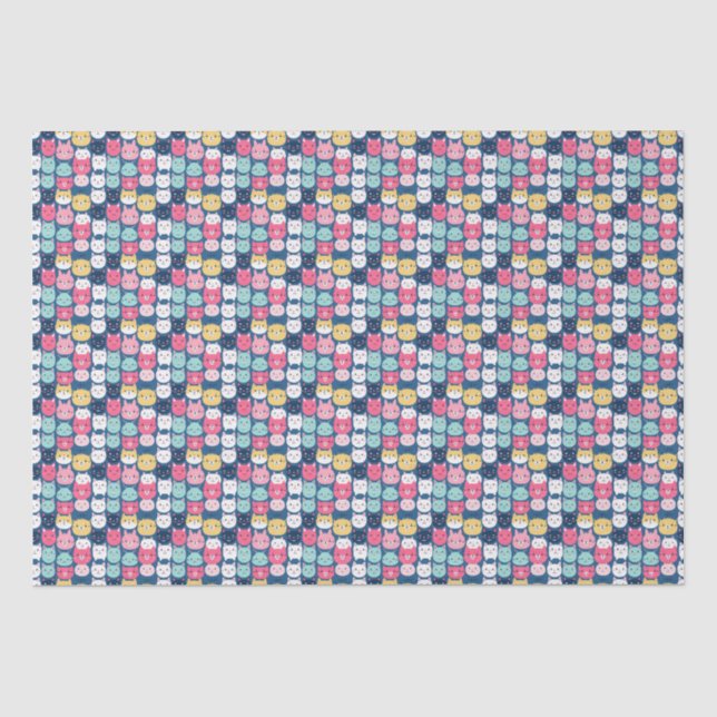 Cat Art | Niedliche Cat Faces Seidenpapier (Vorderseite)