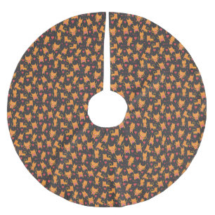 Cat Art   Niedliches Katzenmuster Childisch Polyester Weihnachtsbaumdecke