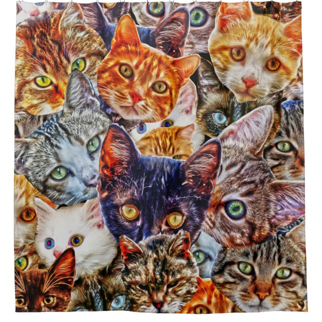 Cat Art Pattern Duschvorhang (Vorderseite)