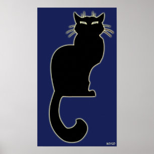 Cat Art Poster Indigo Cat Lover Prints Poster