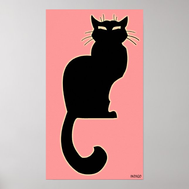 Cat Art Poster Pink Cat Lover Prints Poster (Vorne)
