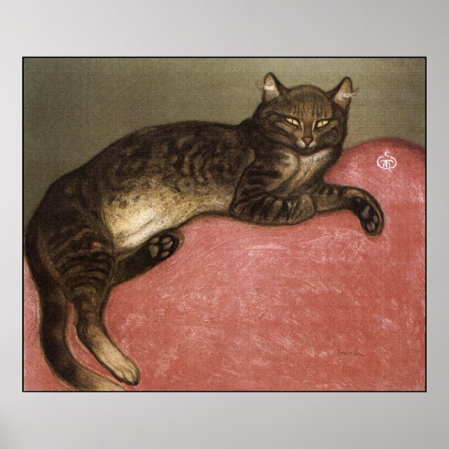 Cat Art Poster/Print: Stretched Cat von Steinlen Poster (Vorne)