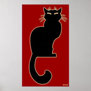 Cat Art Poster Red Cat Lover Prints Poster
