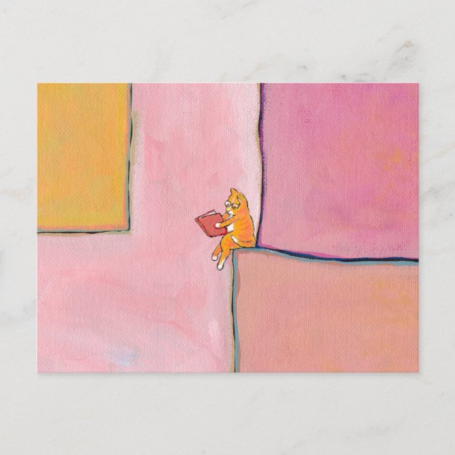Cat art reading fun - Marmalade bevorzugt Einsamke Postkarte (Vorderseite)