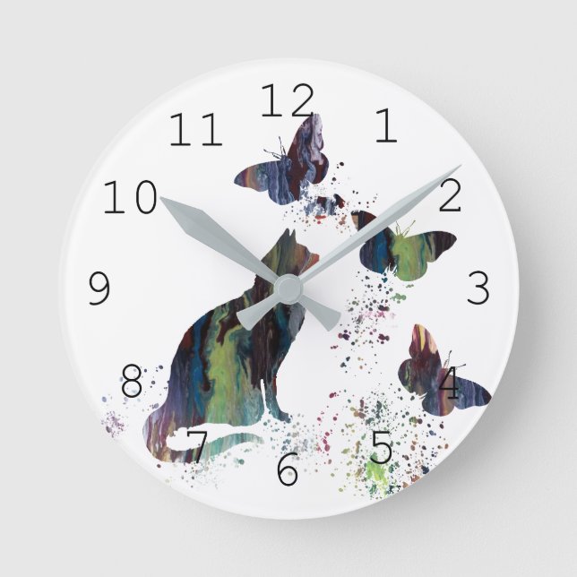 Cat Art Runde Wanduhr (Vorderseite)