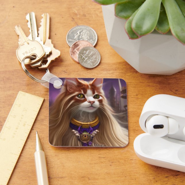 Cat Art Schlüsselanhänger (Schreibtisch)