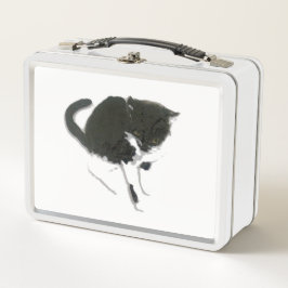Cat Art Schwarz-weiß Kitty Metall Brotdose
