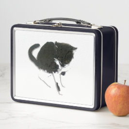 Cat Art Schwarz-weiß Kitty Metall Brotdose