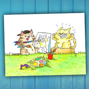 Cat Art Student Postkarte