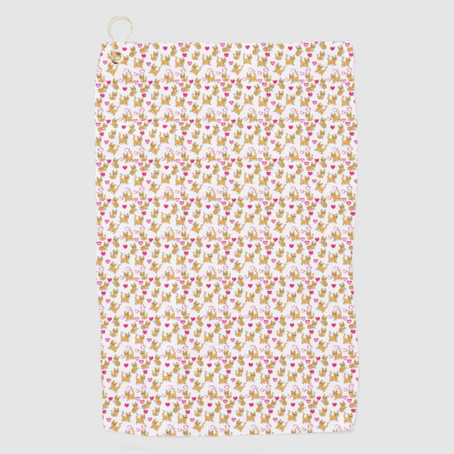 Cat Artwork | Niedliche Katze Valentine Golfhandtuch (Vorderseite)