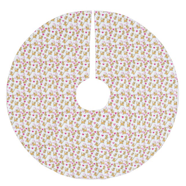 Cat Artwork | Niedliche Katze Valentine Polyester Weihnachtsbaumdecke (Vorderseite)