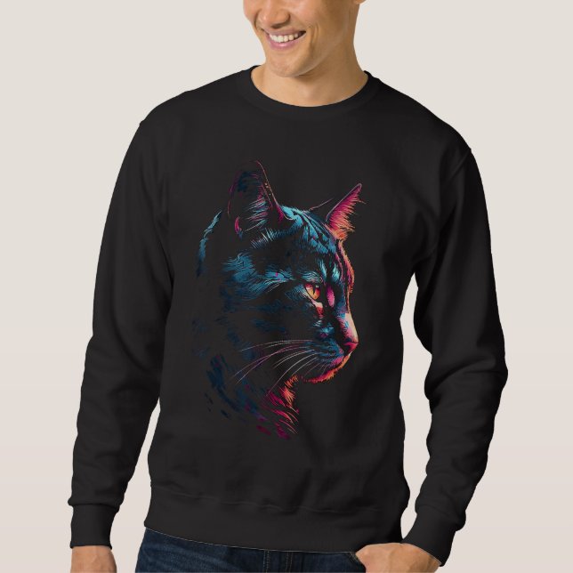 Cat Artwork Portrait  Pet Cat Motif Animal Cat Sweatshirt (Vorderseite)