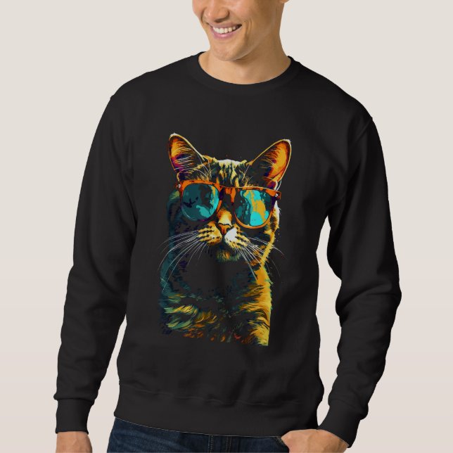 Cat Artwork  Sunglasses Animal Cat Sweatshirt (Vorderseite)