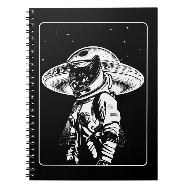 Cat Astronaut Alien UFO Science Fiction Notizblock (Vorderseite)