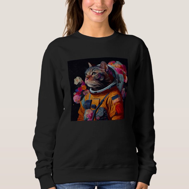 Cat Astronaut Colorful Sweatshirt (Vorderseite)