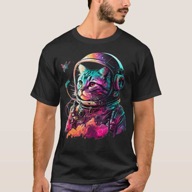 Cat Astronaut Colorfull T-Shirt (Vorderseite)