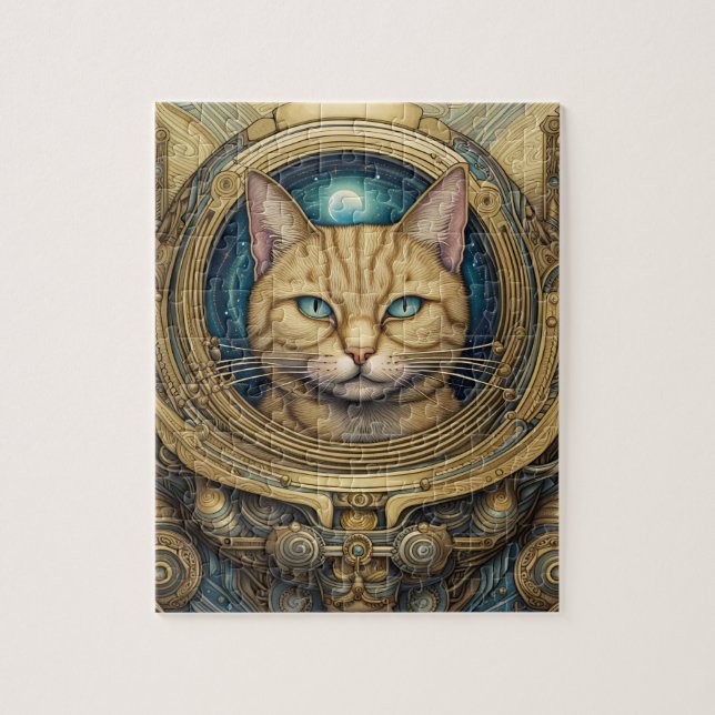Cat Astronaut cyberpunk art Puzzle (Vertikal)