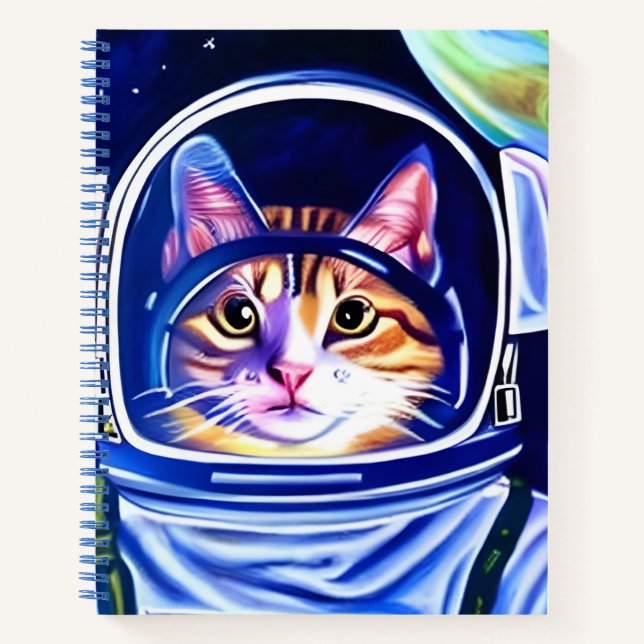 Cat Astronaut im Space Journal Notizbuch (Vorderseite)