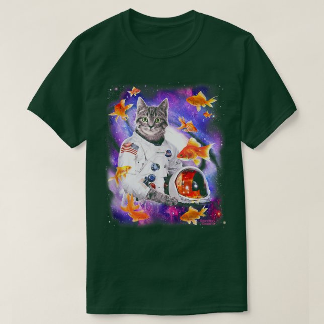 Cat Astronaut in Cosmic Space Witzigen Shirts für  (Design vorne)