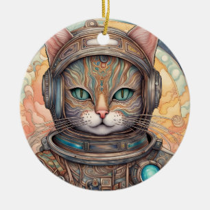 Cat Astronaut ist eine aufwändige Animation Keramik Ornament