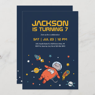 Cat Astronaut Outer Space Kindergeburtstag Einladung