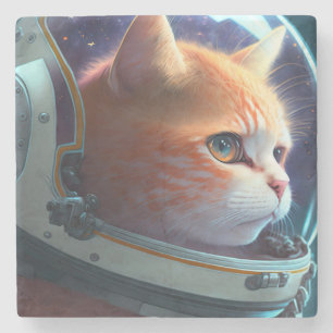 Cat Astronaut Steinuntersetzer