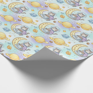 Cat Astronomer feiert aus dem All Geschenkpapier