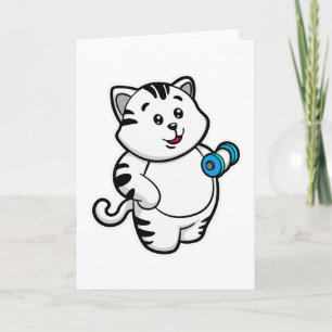 Cat at Biceps Training mit Dumbell Karte