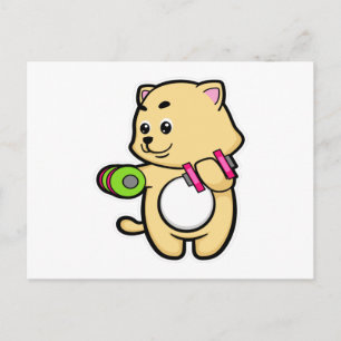 Cat at Biceps Training mit Dumbells Postkarte