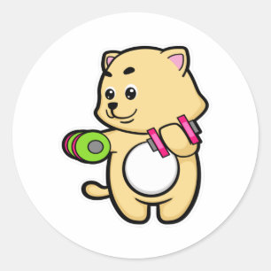 Cat at Biceps Training mit Dumbells Runder Aufkleber