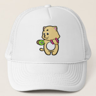 Cat at Biceps Training mit Dumbells Truckerkappe