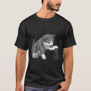 Cat at Chess with Chess piece Bishop T-Shirt