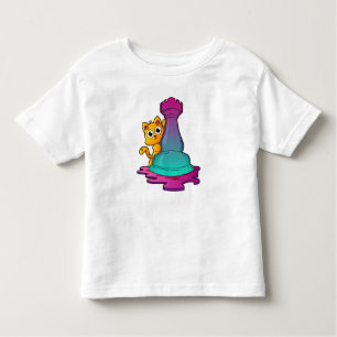 Cat at Chess with Chess piece Rook Kleinkind T-shirt