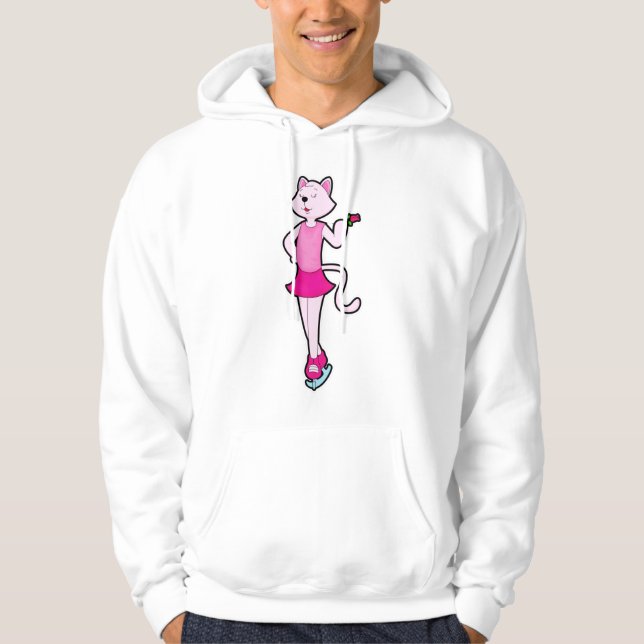 Cat at Ice Skaten mit Blume Hoodie (Vorderseite)