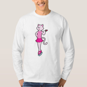 Cat at Ice Skaten mit Blume T-Shirt
