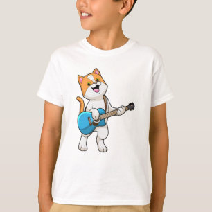Cat at Music with Gitarre T-Shirt