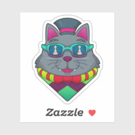 Cat at Schach mit Schachstück gepaart Aufkleber