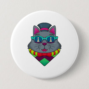 Cat at Schach mit Schachstück gepaart Button