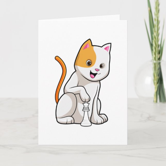 Cat at Schach mit Schachstück gepaart Karte (Vorderseite)