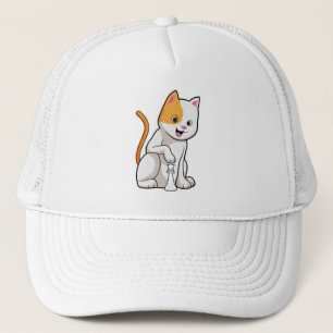 Cat at Schach mit Schachstück gepaart Truckerkappe