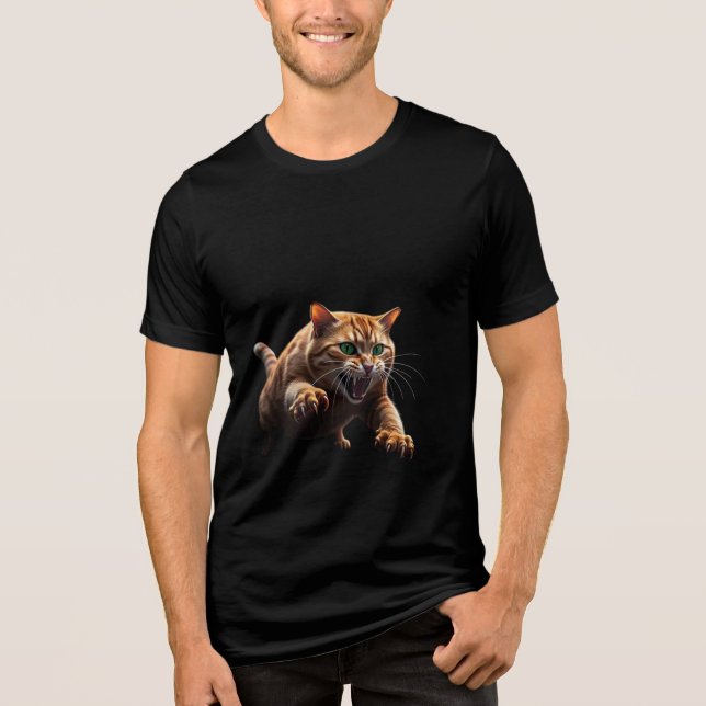 Cat Attack - Fierce und Funny Felin T - Shirt (Vorderseite)
