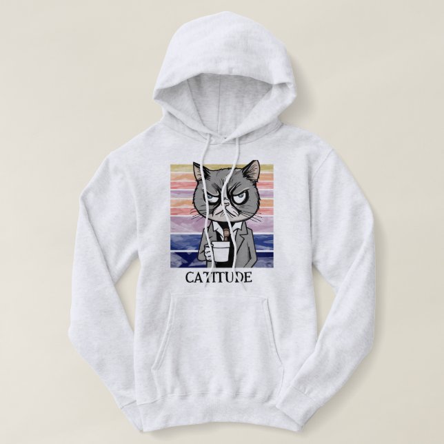 Cat Attitude "Catitude" Pullover, Funny Cat Mama Hoodie (Design vorne)