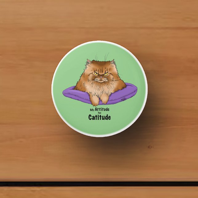 Cat Attitude Funny Keramikknauf (Von Creator hochgeladen)