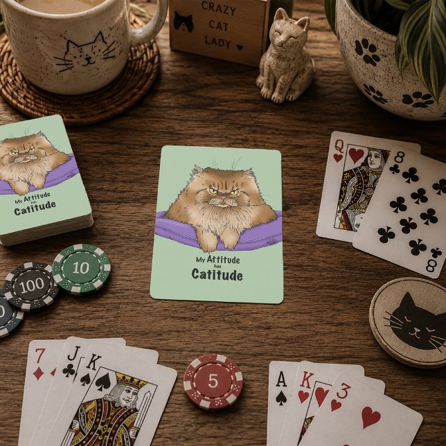 Cat Attitude Funny Spielkarten (Von Creator hochgeladen)