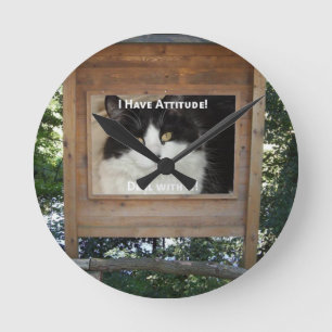 Cat Attitude Runde Wanduhr